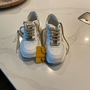 Valentino White and Gold Sneakers